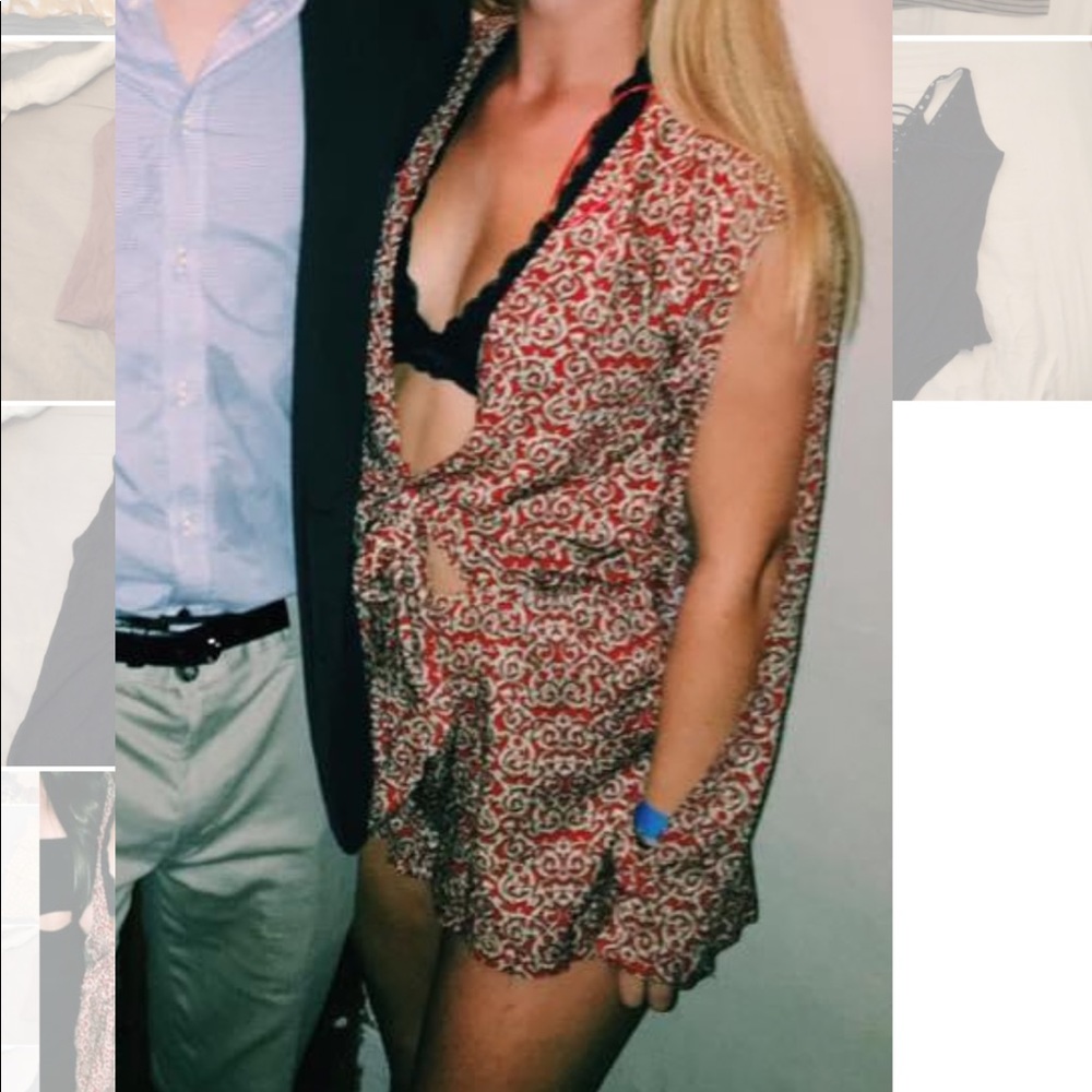 Red Patterned Romper - image 1